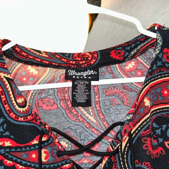 Wrangler Retro Size Extra Large Bell Sleeves Dress Americana Paisley Long Sleeve - Picture 3 of 3